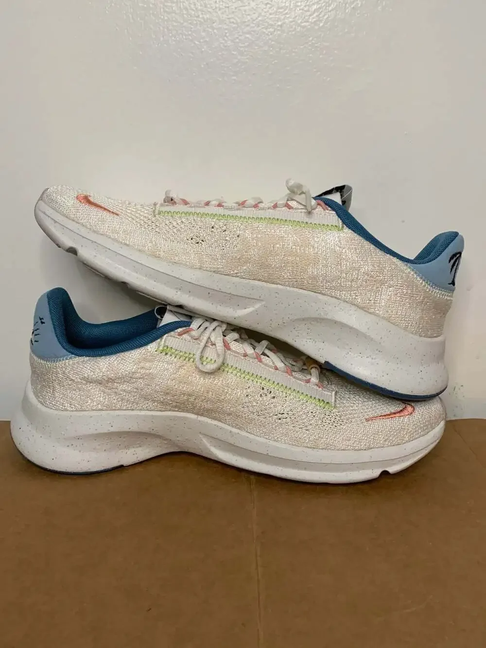 Nike Women’s 9 SuperRep Go 3 Flyknit Sneakers White Ivory DV1743-171 Tan Blue